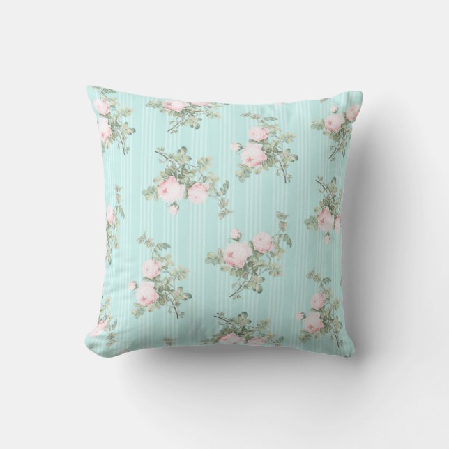 Shabby Chic Dekoration Blumenwerfer Kissen rosa Mi (Vorderseite)