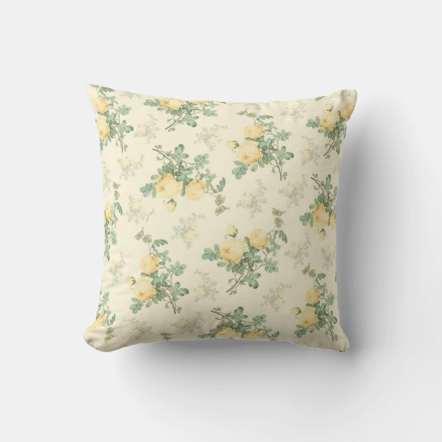 Shabby Chic Dekoration Blumenwerfer Kissengelbe Ro Kissen (Vorderseite)