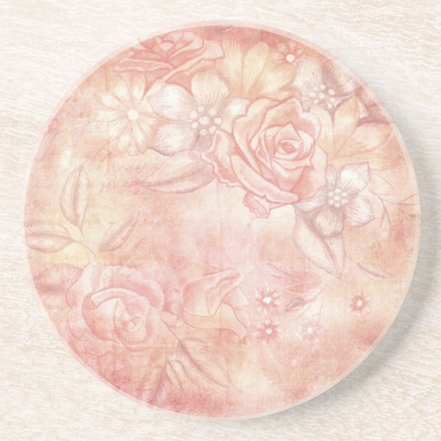 Shabby Chic Dekoration Rosa und Pfirsichfarben Dek Getränkeuntersetzer (Vorne)