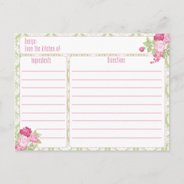 Shabby Chic der Rezept-Karte Postkarte (Vorderseite)