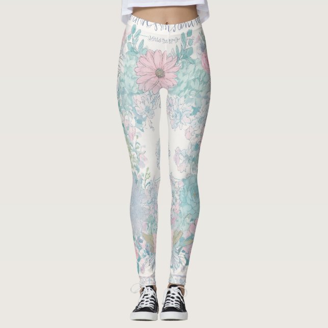 Shabby Chic Dream Nebel Pastellfarben Junk Journal Leggings (Vorderseite)