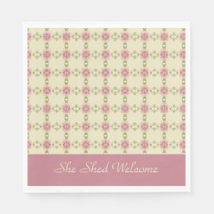 Shabby Chic Dusty Rose Floral Gemustert Serviette