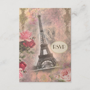 Shabby Chic Eiffel Tower & Rose UAWG RSVP Karte