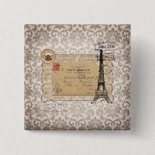 Shabby Chic-Eiffel-Turm Paris Vintager Button
