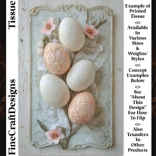 Shabby Chic, Elfenbein Pfirsich Ostereier CL8 Deco Seidenpapier
