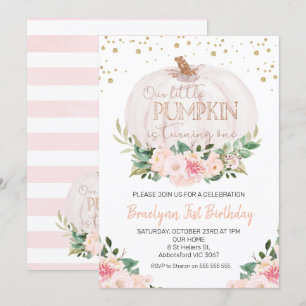 Shabby Chic Fall Pumpkin 1. Geburtstag Einladung