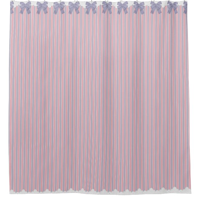 Shabby Chic-Flieder u. Rosa Stripes w-Bögen u. Duschvorhang (Vorderseite)
