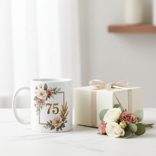 Shabby Chic Floral 75. Geburtstag Individuelle Gol Kaffeetasse