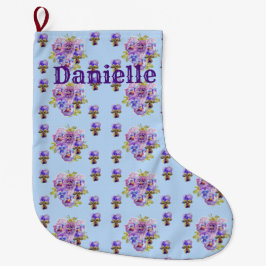 Shabby Chic Floral Blue Dot Weihnachten Strumpf Großer Weihnachtsstrumpf
