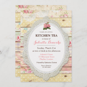 Shabby Chic Floral Bois Cuisine Thé Invitation