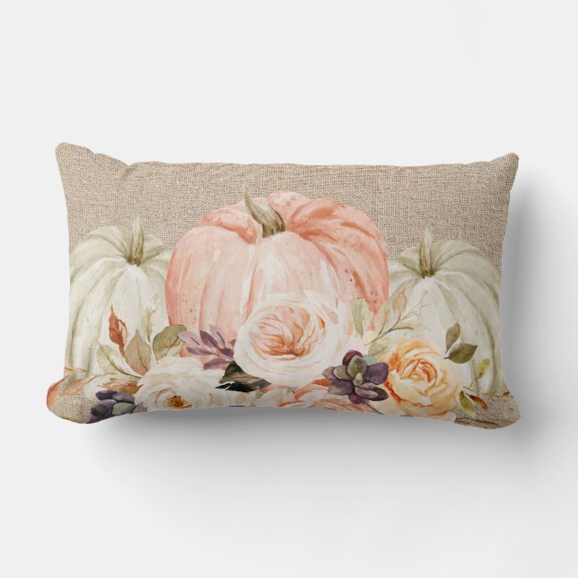 Shabby Chic Floral Citrouille lumbar coussin (Recto)