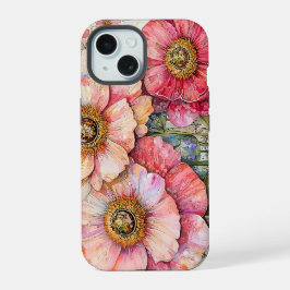 Shabby Chic Floral Ephemere Rosa Blume S7L iPhone 15 Hülle