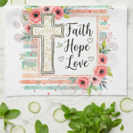 Shabby Chic floral Faith Hope Love Geschirrtuch
