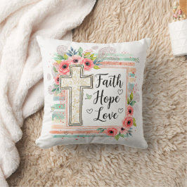 Shabby Chic floral Faith Hope Love Kissen