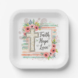 Shabby Chic floral Faith Hope Love Pappteller