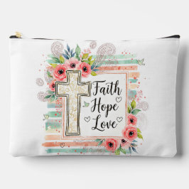 Shabby Chic floral Faith Hope Love Zubehörtasche