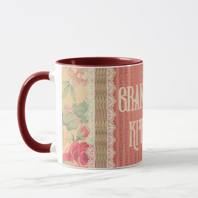 Shabby Chic Floral Großma's Kitchen Tasse (Links)