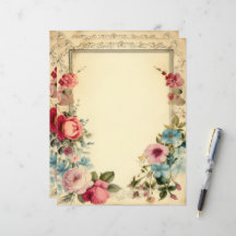 Shabby Chic Floral Junk Journal Stationery