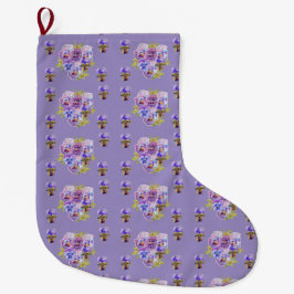 Shabby Chic Floral Lila lila Weihnachten Strumpf Großer Weihnachtsstrumpf