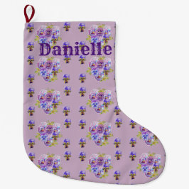 Shabby Chic Floral Lila lila Weihnachten Strumpf Großer Weihnachtsstrumpf