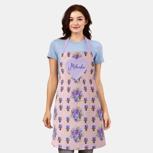 Shabby Chic Floral Polka Dot Pastel Womans Name Schürze (Getragen)