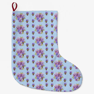 Shabby Chic Floral Polka Dot Strumpf Großer Weihnachtsstrumpf