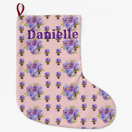 Shabby Chic Floral Polka Dot Strumpf Großer Weihnachtsstrumpf