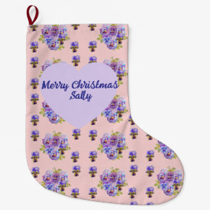Shabby Chic Floral Polka Dot Weihnachten Frauennam Großer Weihnachtsstrumpf