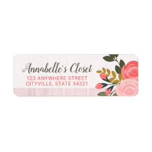 Shabby Chic Floral Rose Blush Rosa Rücksendeadress