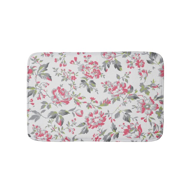 Shabby Chic Floral Rose Muster Badematte (Vorderseite)
