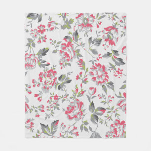 Shabby Chic Floral Rose Muster Fleecedecke