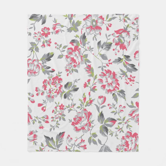 Shabby Chic Floral Rose Muster Fleecedecke (Vorderseite)