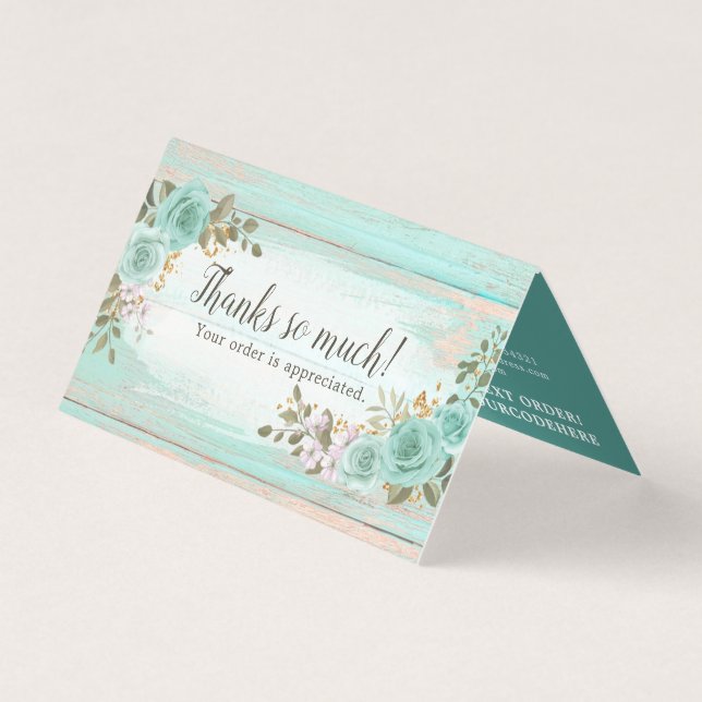 Shabby Chic Floral Rustique Bois Carte de remercie (Front)