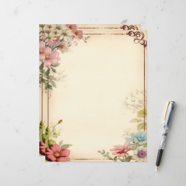 Shabby Chic Floral Scrapbook Papier (Vorderseite/Rückseite Beispiel)