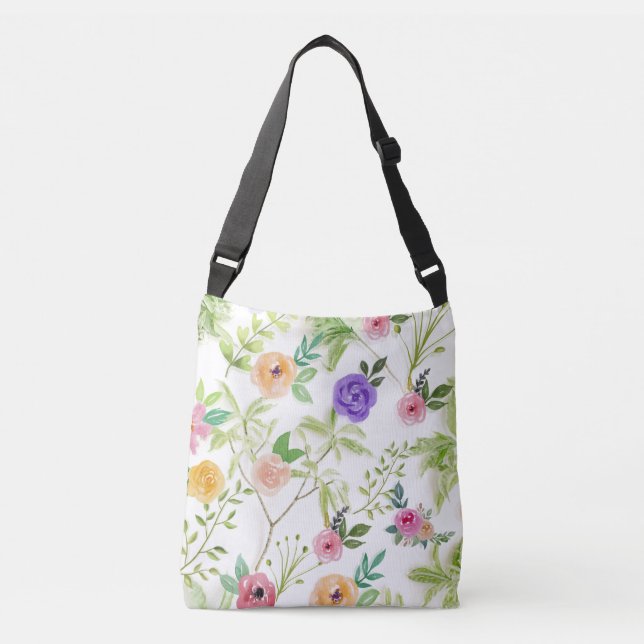 Shabby Chic Floral Tragetaschen Mit Langen Trägern (Vorderseite)