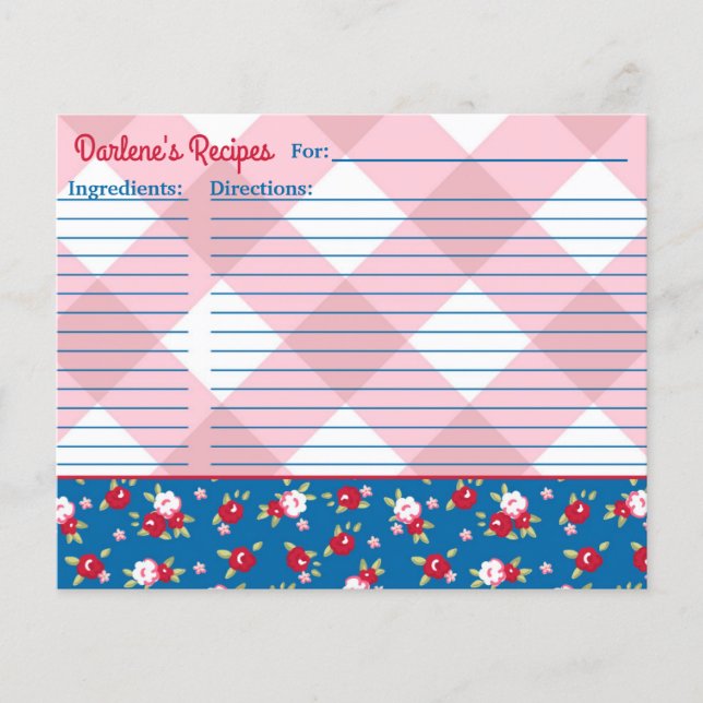 Shabby Chic floral und Kariert Personalisiert (Vorderseite)