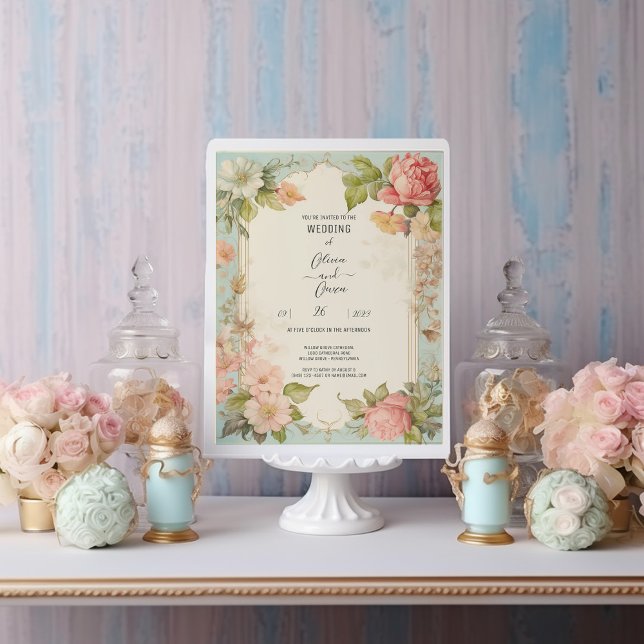 Shabby Chic Floral Wedding Einladung (Von Creator hochgeladen)