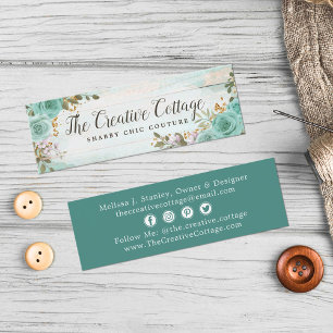 Shabby Chic Floral Wood Social Media Icons Mini Visitenkarte