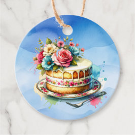 Shabby Chic floraler Geburtstagskuchen von und zu Geschenkanhänger