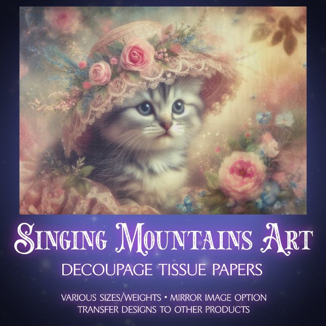Shabby Chic Flower Garden Kitten Decoupage  Seidenpapier (Von Creator hochgeladen)