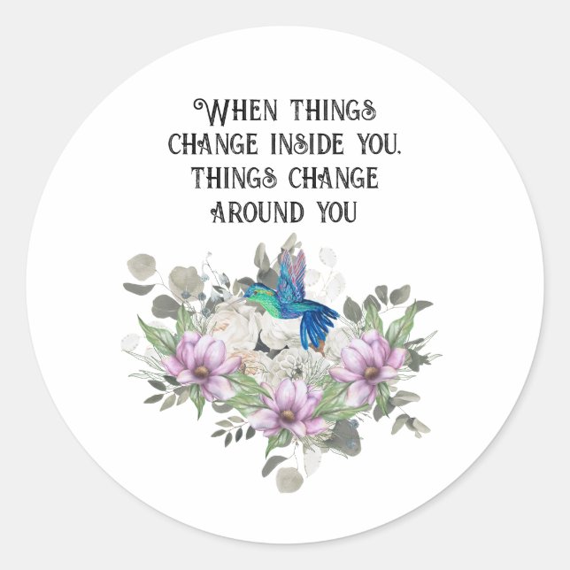 Shabby chic flowers art and selflove quote runder aufkleber (Vorderseite)