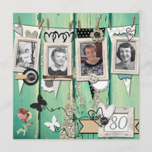 Shabby Chic Foto 80. Geburtstagsparty Einladung