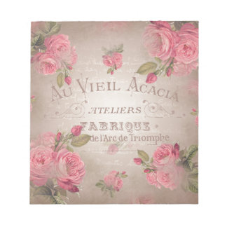 Shabby Chic Französisch Vintage Rose Rosa Blumenst Notizblock