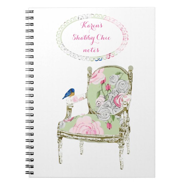 Shabby Chic-französisches Stuhlnotizbuch Notizblock (Vorderseite)