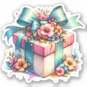 Shabby Chic Geburtstagsgeschenk Wasserfarbe Aufkleber