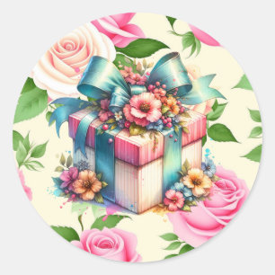 Shabby Chic Geburtstagsgeschenk Wasserfarbe Runder Aufkleber