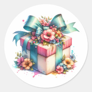 Shabby Chic Geburtstagsgeschenk Wasserfarbe Runder Aufkleber