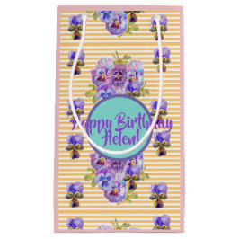 Shabby Chic Gelbe Streifen Blume Blumenbeutel Kleine Geschenktüte