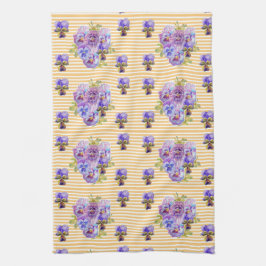 Shabby Chic Gelber Streifen Pansy Floral Geschirrtuch