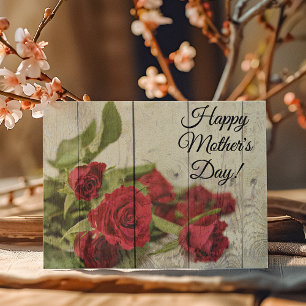 Shabby Chic, Gemalte rote Rosen Muttertag Feiertagskarte